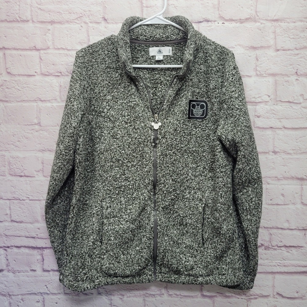 Disney Parks Mickey Mouse Sherpa Fleece Jacket Womens L Logo Cabin Cozy Vacation